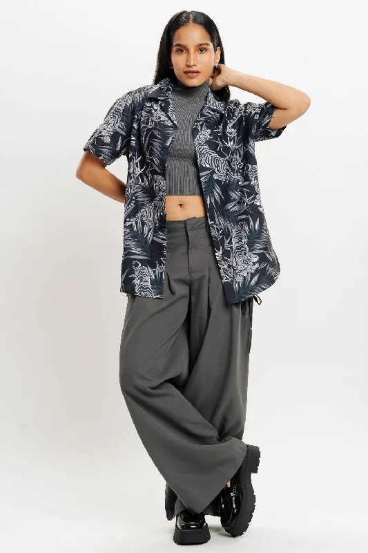Black Tiger Women's Resort Shirt Comfortable Graphic Short Sleeve