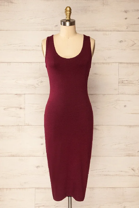 Zadar Burgundy | Sleeveless Midi Dress