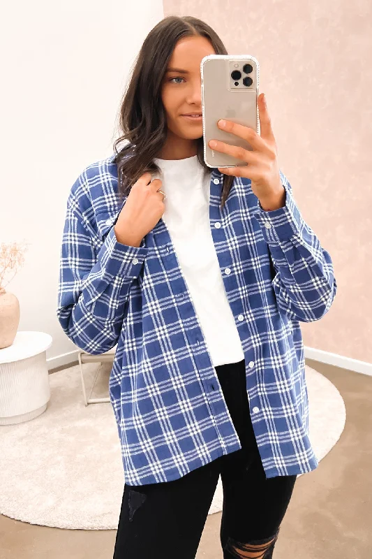 Ziggy Shirt Navy Cozy Striped Short Sleeve