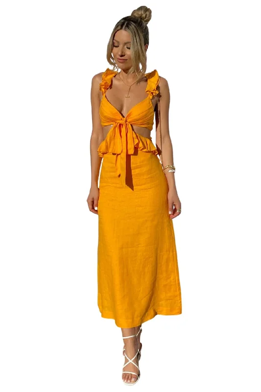 ZIMMERMANN Aliane Ruffle Midi Dress - RRP $695 Cozy A-Line Midi Dress