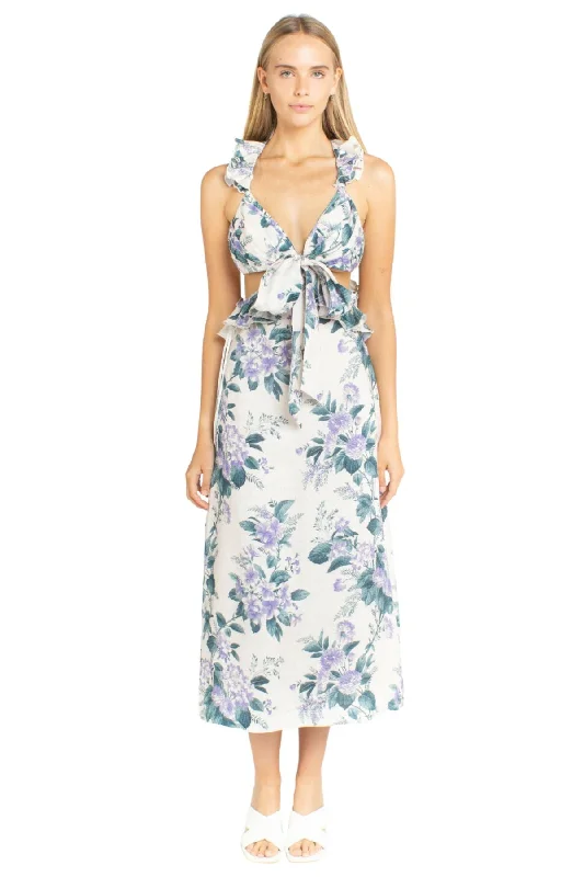 ZIMMERMANN Cassia Ruffle Midi Dress - RRP $696 Comfortable Lace-Up Midi Dress