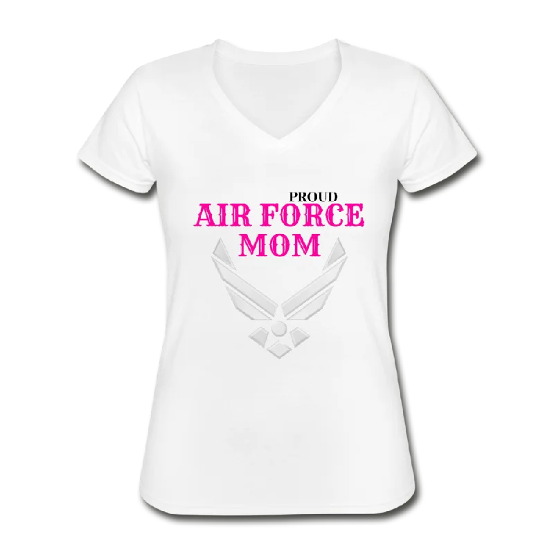 Air Force Mom V-Neck Tee Polka Dot Checkered Tartan
