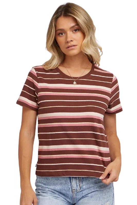 All About Eve | Womens Grace Stripe Tee (Pink) Welt Pockets Slit Pockets