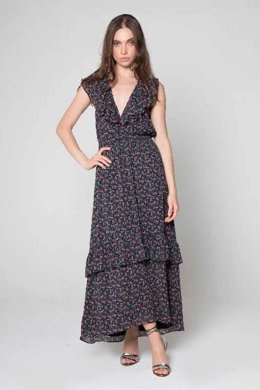 V Neck Layered Maxi Dress