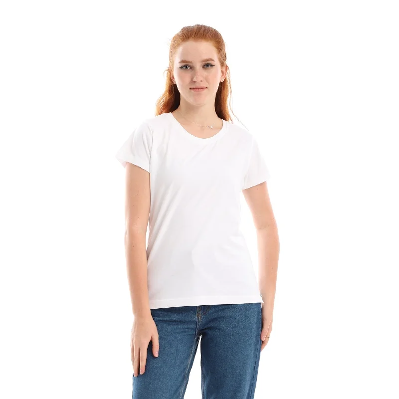 Basic Round Neck Women T-shirt - White Oversized T-Shirt Spandex breathable