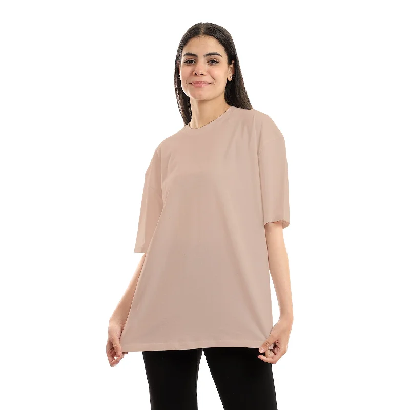 Basic Unisex Oversized SS T-Shirt - Beige Machine Wash Dry Clean Hand Wash