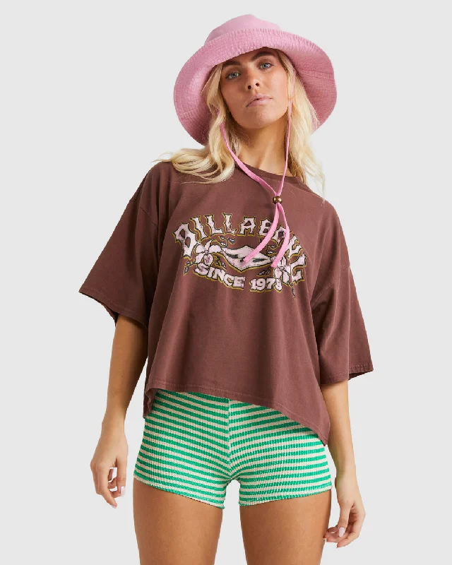 Billabong Throwback Crop Tee - Sum23 Graphic T-Shirt Round Neck Polyester