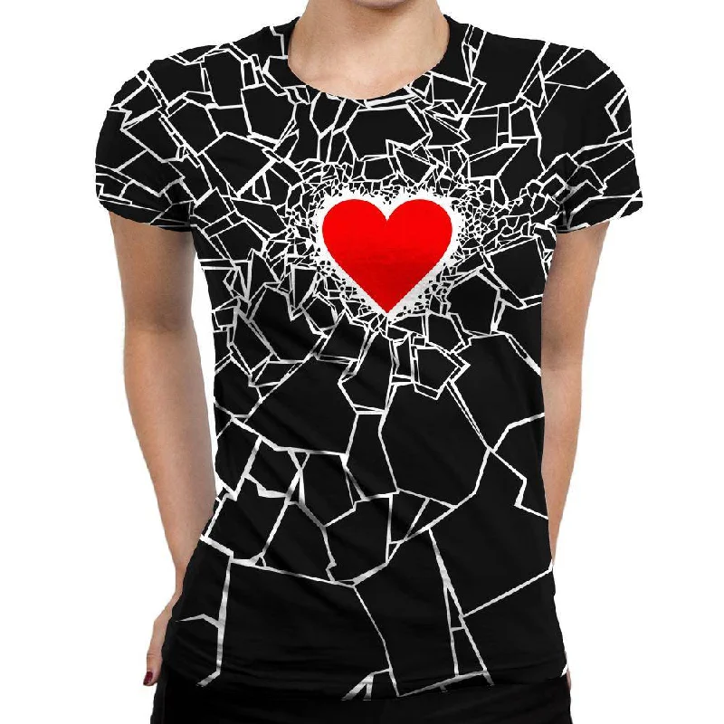 Black Heartbreaker Womens T-Shirt Welt Pockets Slit Pockets Flap Pockets