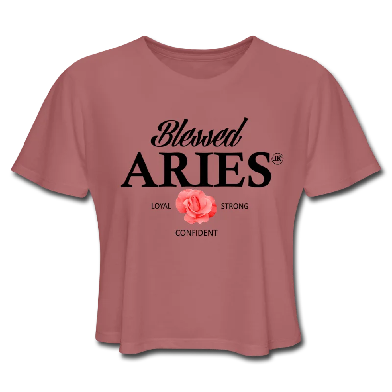 Blessed Aries Women's Cropped T-Shirt Plaid T-Shirt Polka Dot Checkered