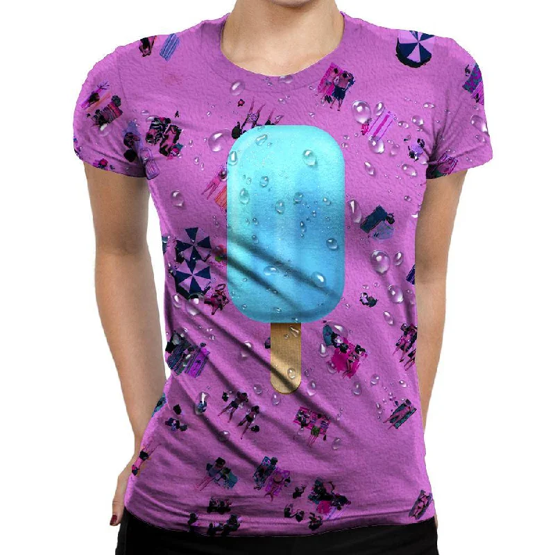 Blue Ice Womens T-Shirt Lace Blend Ribbed Blend Corduroy Blend