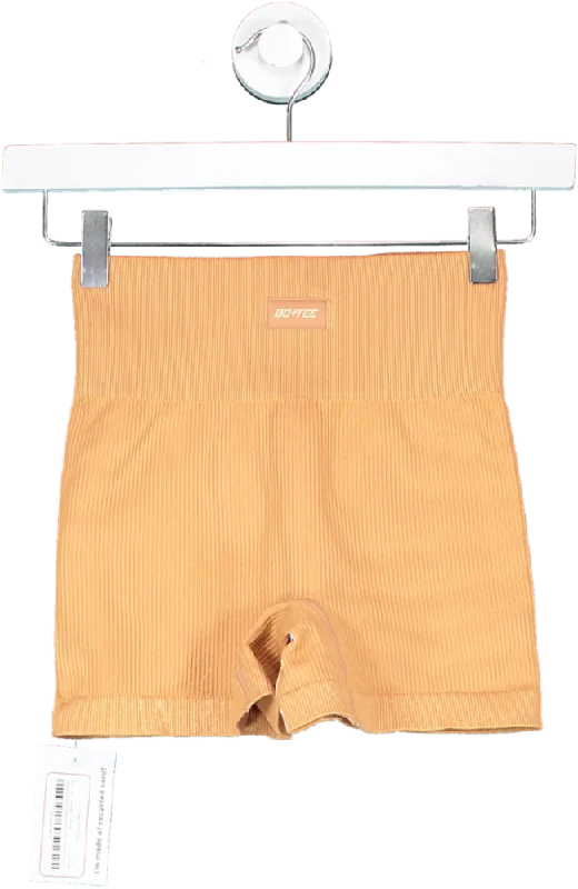 Bo + Tee Orange Ribbed Mini Shorts UK XS Houndstooth Herringbone Solid