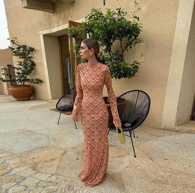 Bodhi Printed Maxi Dress Chic Boho Print Maxi Dress