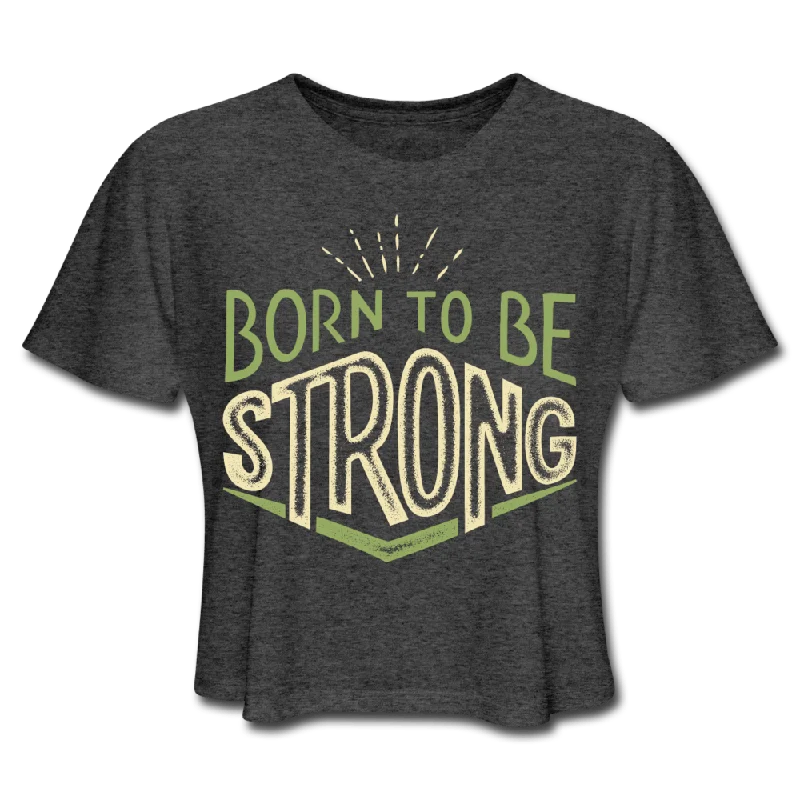 Born Strong Cropped Tee Notch Collar Peter Pan Collar Cowl Neck