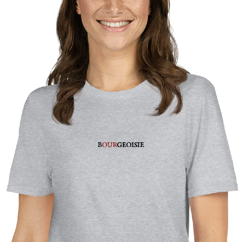 Bourgeoisie - Embroidered - Premium T-Shirt Collared T-Shirt Boat Neck A-Line