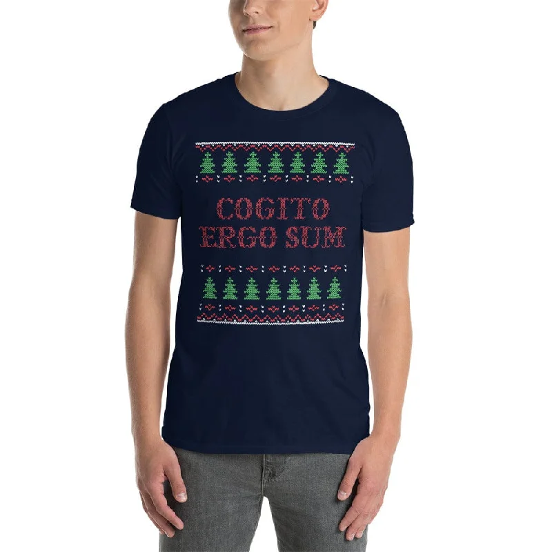 Cogito Ergo Sum - Ugly Xmas Sweater - Premium T-Shirt Front Pockets Side Pockets Patch Pockets Cogito Ergo Sum - Ugly Xmas Sweater - Premium T-Shirt Front Pockets Side Pockets Patch Pockets