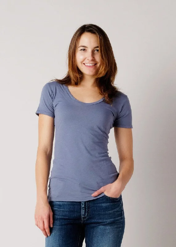 Brooklyn Denim Co. Organic Cotton Swoop Neck Tee - Blue Jean