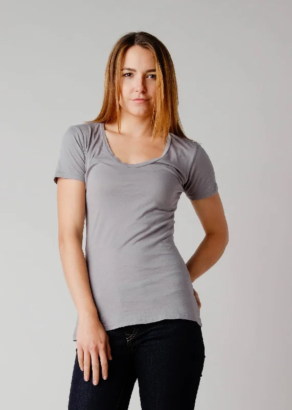 Brooklyn Denim Co. Organic Cotton Swoop Neck Tee - Earl Grey