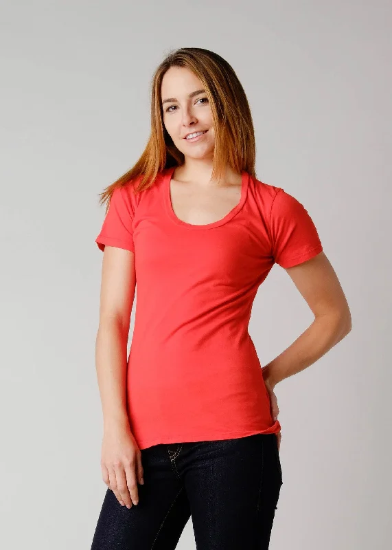 Brooklyn Denim Co. Organic Cotton Swoop Neck Tee - Wolfberry