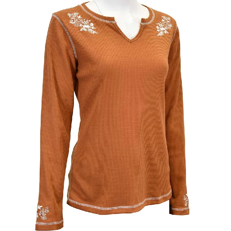 Cowgirl Hardware Women's Waffle Knit Embroidered T-Shirt Fleece Nylon Spandex