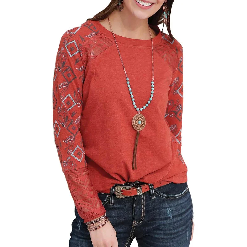 Cruel Denim Women's Lace Panel T-Shirt Nylon Fabric Polyester Fabric Spandex Fabric