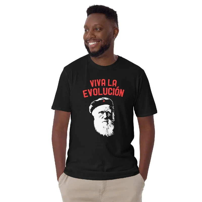 Darwin - Viva la Evolucion - Premium T-Shirt Collared Crew Neck Turtle Neck