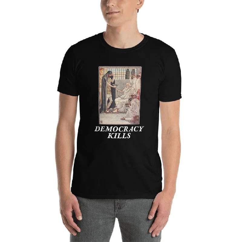 Democracy Kills - Premium T-Shirt Denim Fabric Leather Fabric Suede Fabric