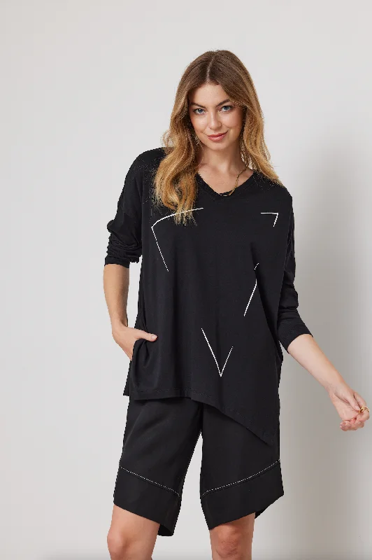 DUO BOND TEE - BLACK Mesh Canvas Denim