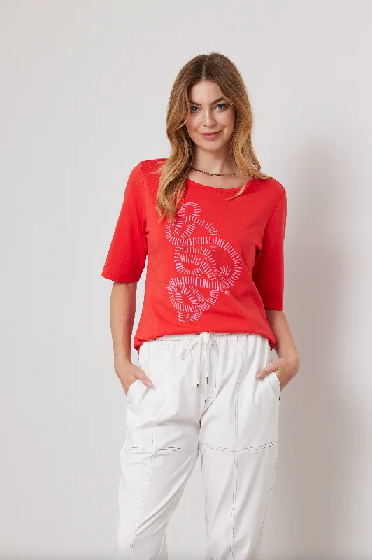 DUO ESSENTIAL TEE - CORAL Mesh Blend Leather Blend Suede Blend