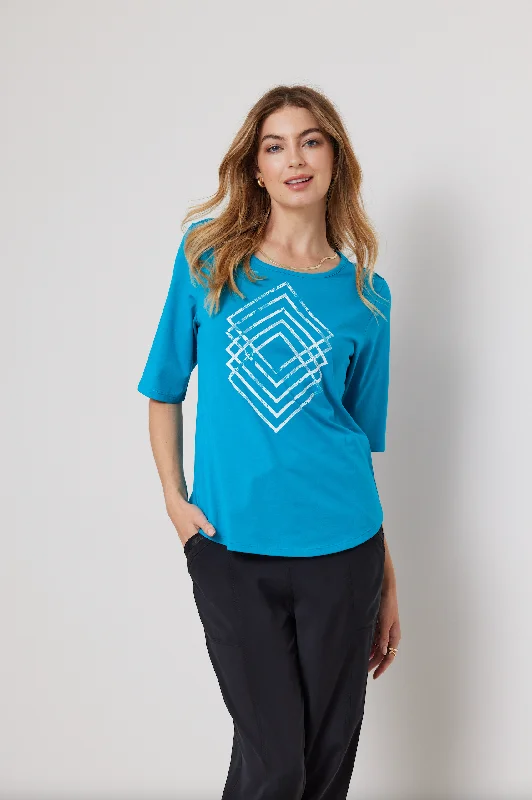 DUO ESSENTIAL TEE - DARK TURQUOISE Silk Blend Satin Velvet