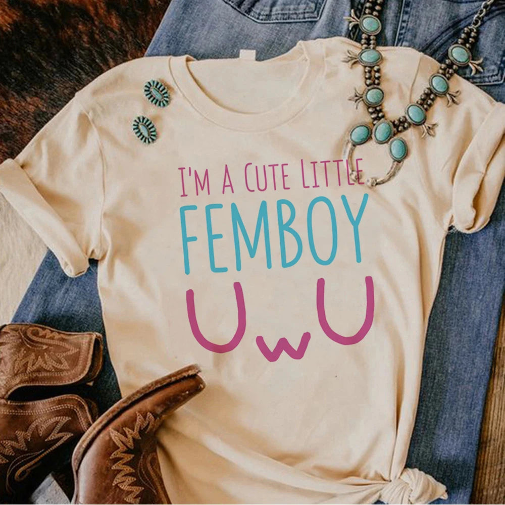 Femboy T-Shirt Zippered Front Buttoned Front Snap Front