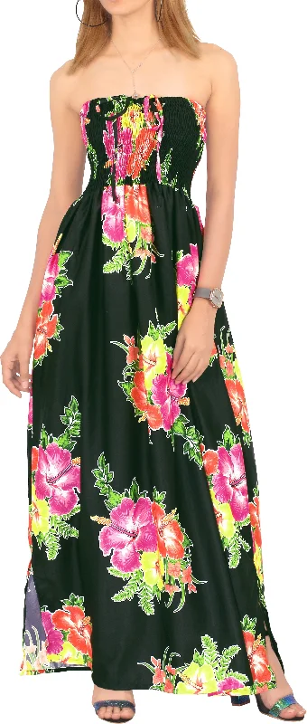 LA LEELA Long Maxi Flower Print Tube Maxi Dress For Women Beach Cocktail Pool Party Casual Chic Boho Female Sundress Trendy Maxi Dress with Straps LA LEELA Long Maxi Flower Print Tube Maxi Dress For Women Beach Cocktail Pool Party Casual Chic Boho Female Sundress Trendy Maxi Dress with Straps