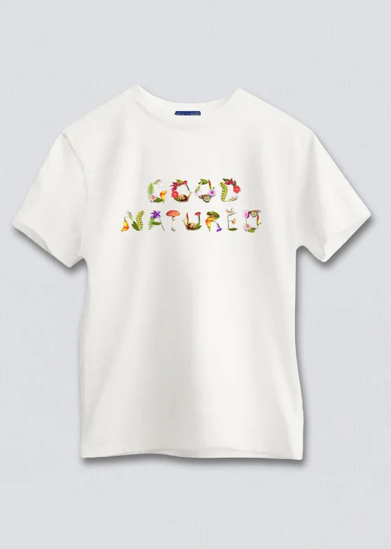 Good Natured Short Sleeve Boyfriend Tee Notch Collar Peter Pan Collar Cowl Neck