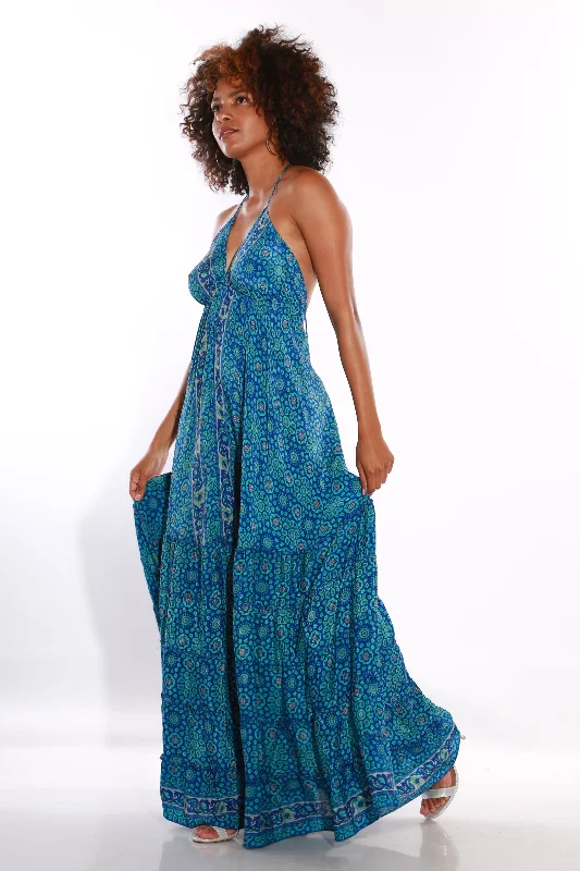 Happy Spaghetti maxi dress- Azure