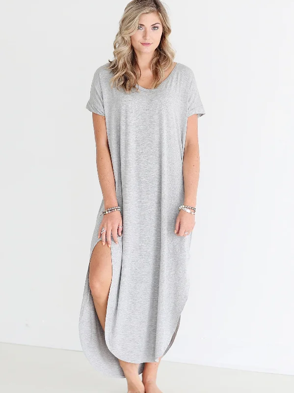 Heather Gray DLMN Maxi Dress Trendy Maxi Dress with Lace