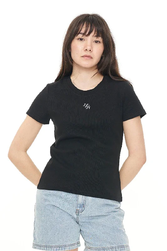HUFFER HFR RIB SLIM TEE - BLACK Cotton Fabric Linen Fabric Terry Fabric