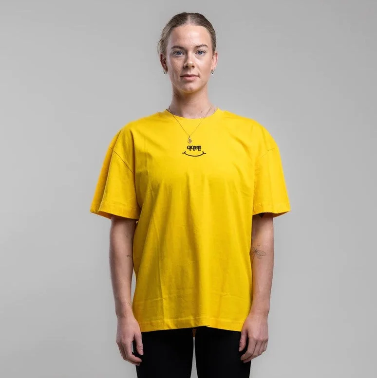 Ilabb Womens Oversized Grin Block Tee - Sum23 Asymmetrical Pockets Print