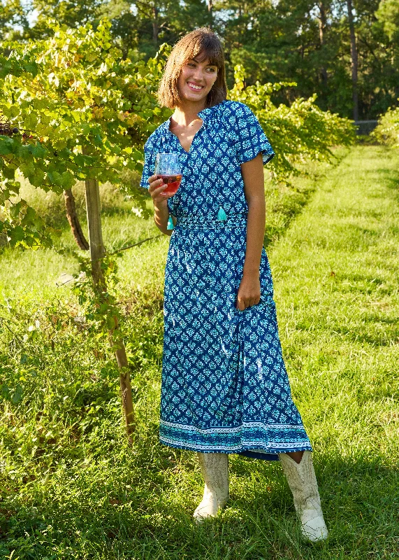 Kiawah Island Cap Sleeve Maxi Dress Casual Maxi Dress with Pockets