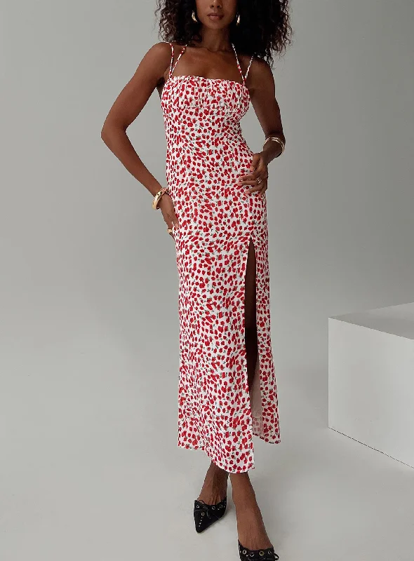 Kish Maxi Dress Red Floral Classic A-Line Maxi Dress