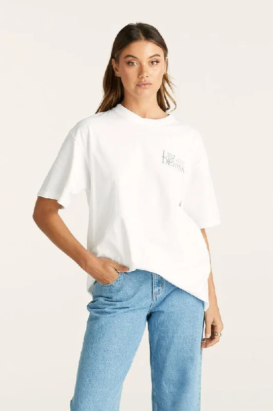LEE KANSAS 2.0 BAGGY TEE - OPTIC WHITE V-Neck T-Shirt Long Sleeve Cotton
