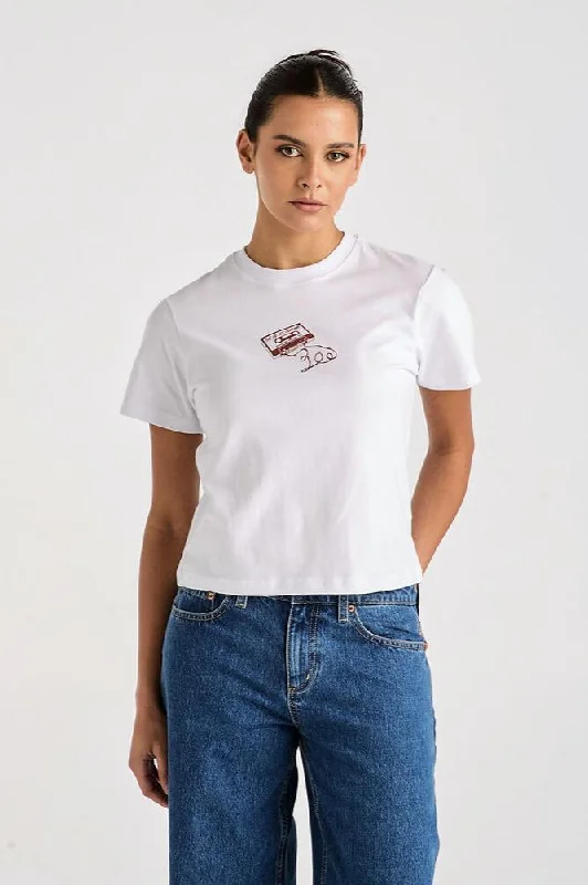 LEE TAPE DECK SHRUNKEN TEE - OPTIC WHITE Elasticated Padded Insulated