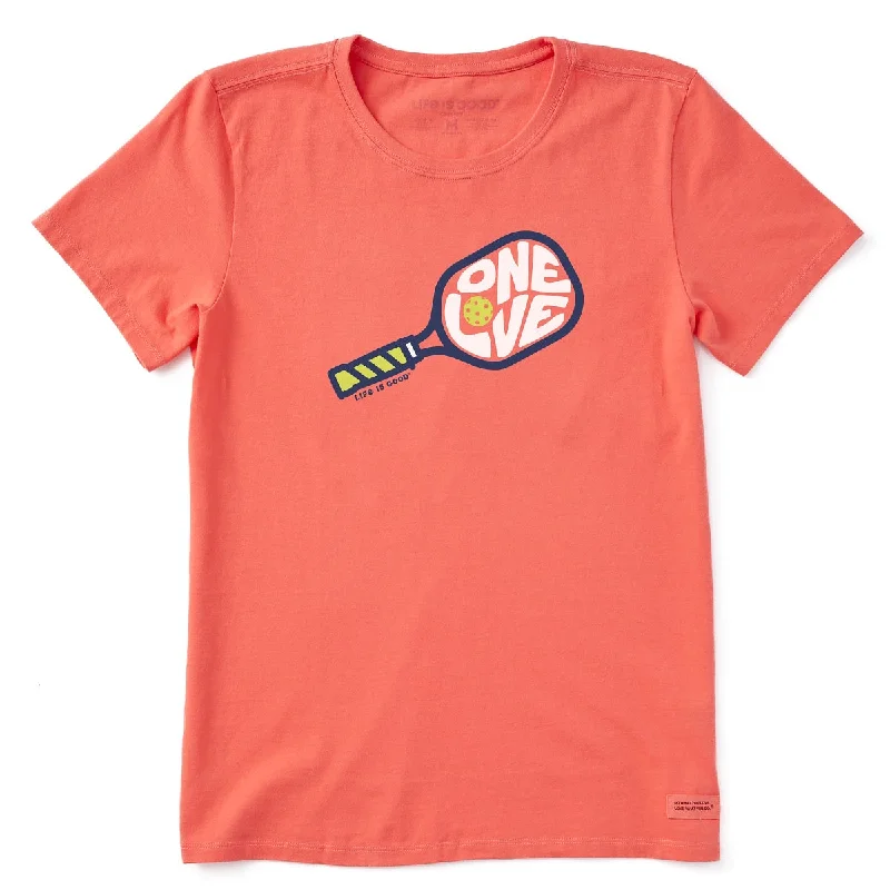 Life is Good. Women's One Love Pickleball SS Crusher-Lite Tee, Mango Orange