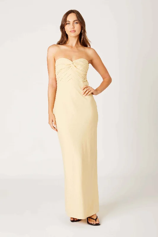 Linen Strapless Maxi Dress Comfortable Cotton Maxi Dress
