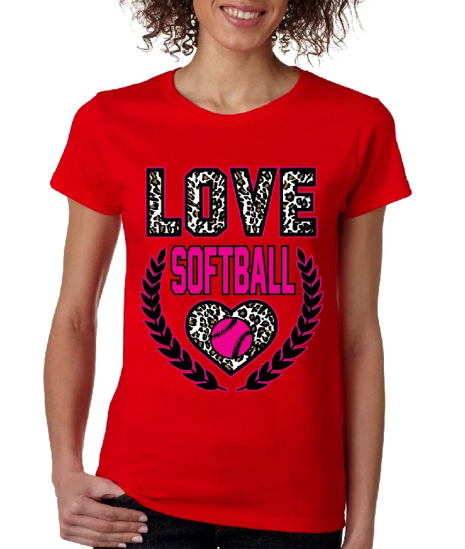 Love Softball Leopard women's T-Shirts