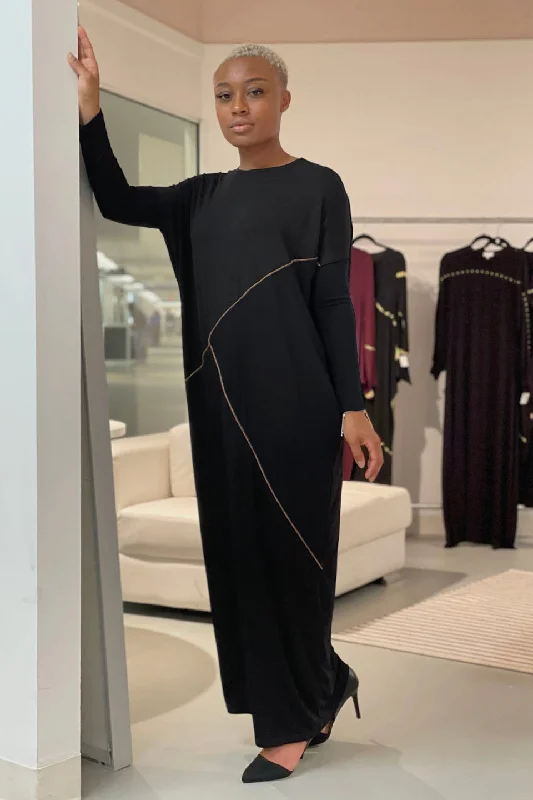 Maki Maxi Dress in Black Comfortable Satin Maxi Dress