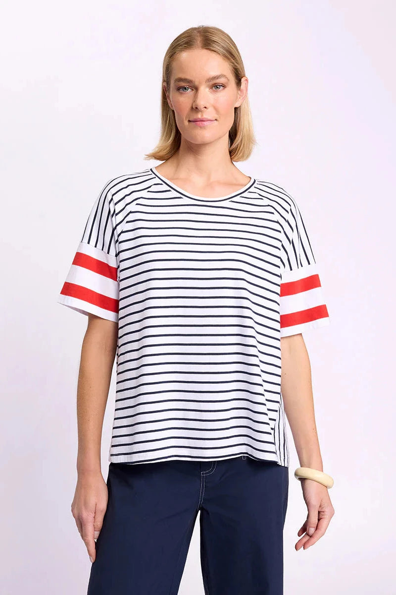 MARCO POLO RAGLAN STRIPE TEE - NAVY