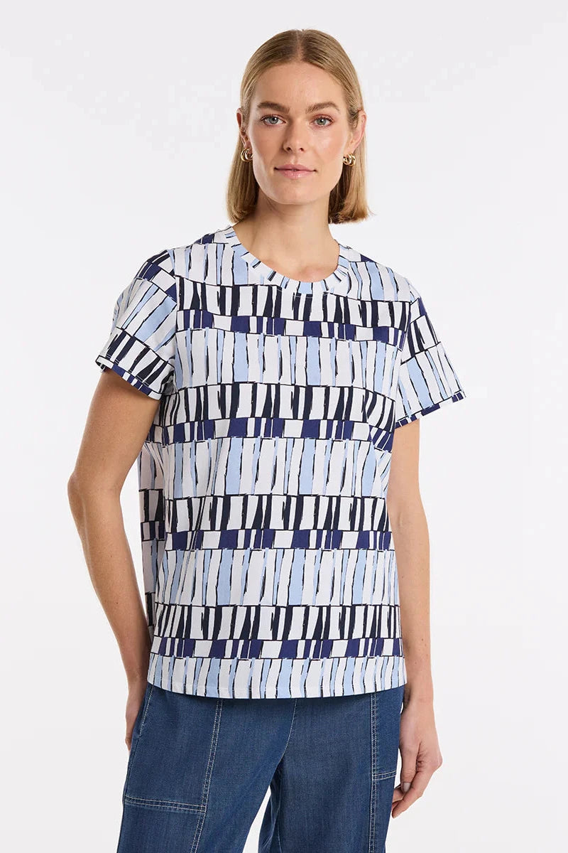 MARCO POLO S/S ABSTRACT TEE Solid Print Embellished
