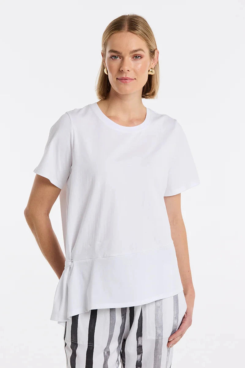 MARCO POLO S/S DRAPED TEE - WHITE Terry Blend Velvet Blend Canvas Blend