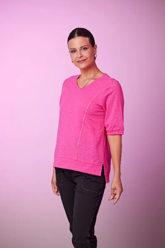 NEWPORT ARCADE TEE - BRIGHT PINK Mesh Fabric Canvas Fabric Denim Fabric