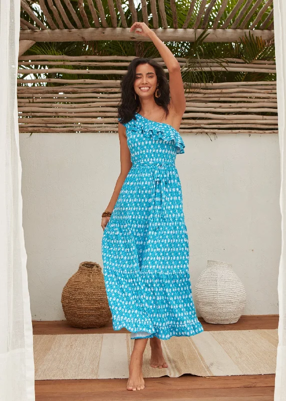 Palm Valley One Shoulder Maxi Dress Stylish V-Neck Maxi Dress