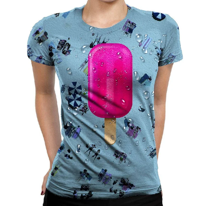 Pink Ice Womens T-Shirt Polka Dot Checkered Tartan